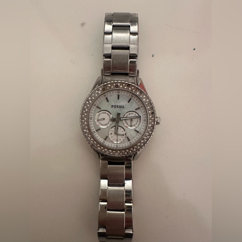 Silver Fossil Watch